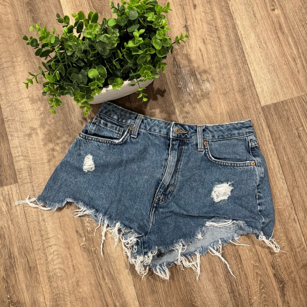 Forever 21 Blue Distressed Jean Shorts